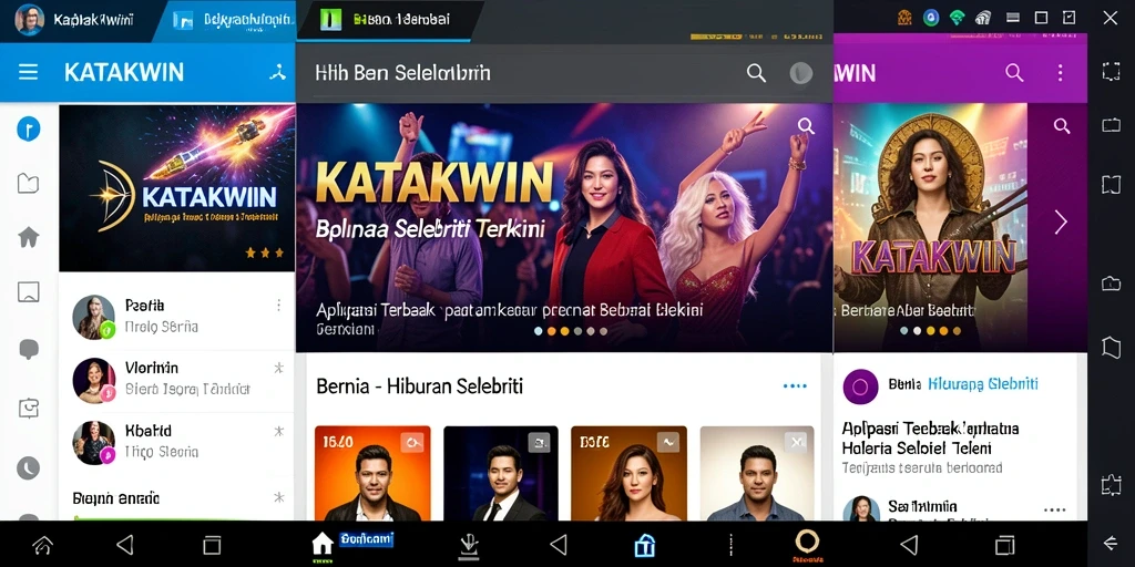 Antarmuka aplikasi KATAKWIN menampilkan berita selebriti terbaru.