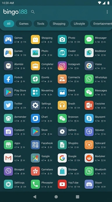 Tampilan katalog aplikasi bingo188