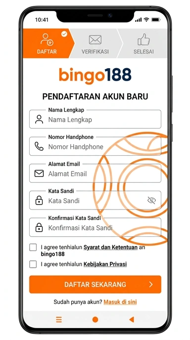 Tampilan halaman daftar bingo188